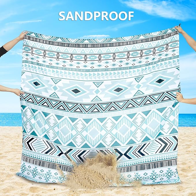 WIWIGO Beach Blanket Waterproof Sandproof Beach Mat 79" X 83"/10'x9'for 2-8 Adults Quick Drying Outdoor Picnic Mat Beach Accessories for Travel, Camping, Hiking - Image 3