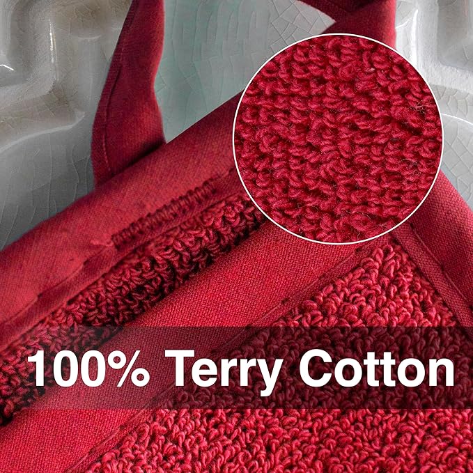 RITZ Terry Pocket Mitt & Hot Pad: Unparalleled Heat Resistant, Durable 100% Cotton – Ergonomically Designed for Optimal Grip – Easy-Care Machine Washable – 2-Pack, Paprika - Image 3