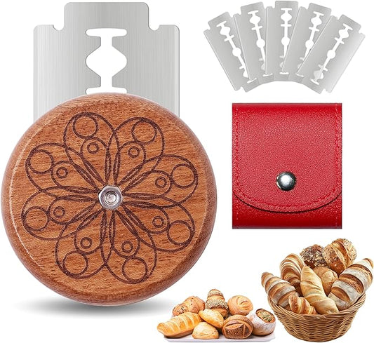 UFO Bread Lame Cutter for Homemade Sourdough,Bread Scorer Tool for Sourdough with 5 Blades and Case,Slashing Tool Bread Cutting Knife for Artisan Bread and Baguette Makers,Circle-red by Unknown