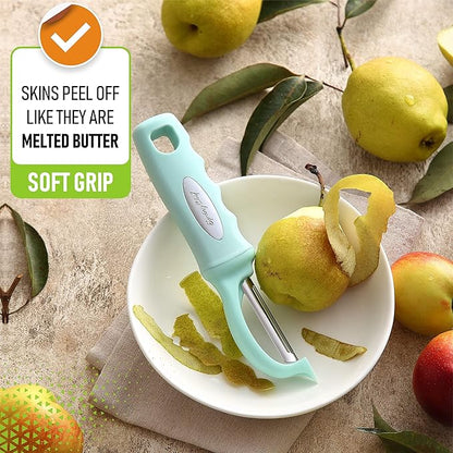 Spring Chef Premium Stainless Steel Vegetable Peeler, Dishwasher Safe Potato Peelers for Kitchen with Soft Grip Handle, Perfect for Apple, Fruit, Veggie, Carrot, Cucumber, Ginger - Set of 2 - Mint - Image 4