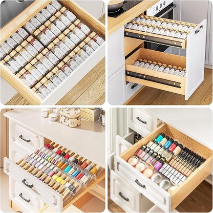 MUDEELA Clear Spice Drawer Organizer, 4 Tier- 2 Set (8 Packs) Spice Rack for Drawer, Expandable From 11" to 22" Kitchen Seasoning Organizers and Storage for Drawer (Jars not included) - Image 9