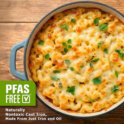 MUELLER HOME 6 Quart Enameled Cast Iron Pot Dutch Oven, Heavy-Duty, Oven-Safe up to 500° F & Across All Cooktops, Bread Pan with Lid & Knob, Cast Iron Cookware, Blue Kitchen Accessories, Mineral Blue - Image 3