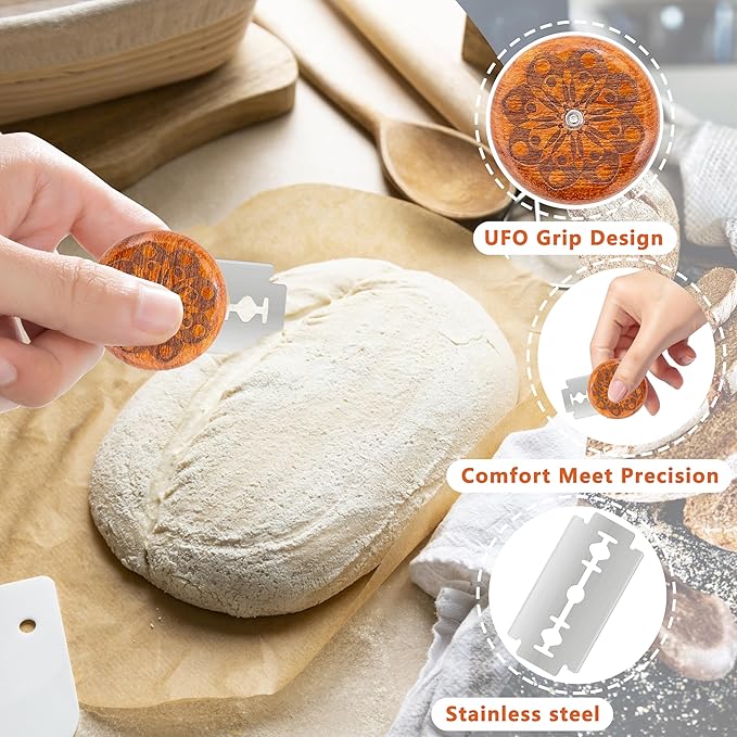 UFO Bread Lame Cutter for Homemade Sourdough,Bread Scorer Tool for Sourdough with 5 Blades and Case,Slashing Tool Bread Cutting Knife for Artisan Bread and Baguette Makers,Ring - Image 5