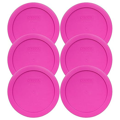 Pyrex 7201-PC 4 Cup Pink Food Storage Replacement Lids (6-Pack) - Made in USA by Pyrex