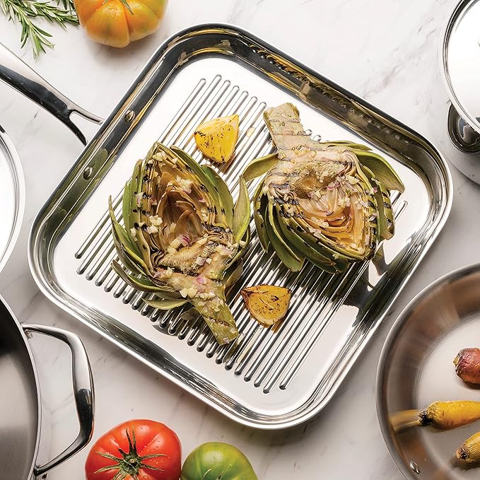 Tramontina Signature Tri-Ply Clad Stainless Steel 11-Inch Square Grill Pan, Induction-Ready, Dishwasher-Safe, NSF-Certified, Made in Brazil - Image 4
