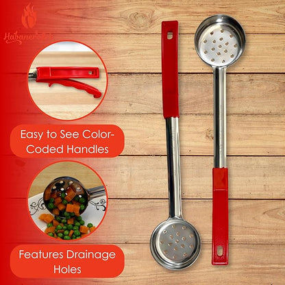 2 Ounce Slotted Stainless Steel Portion Control Ladle Spoon for Measuring and Serving; Commercial Grade Serving Scoops [Pack of 12] - Image 2