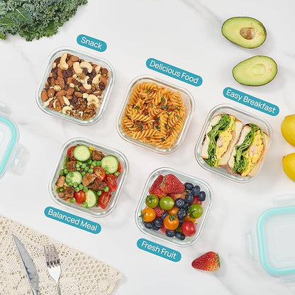 Vtopmart 5Pack 17.5oz Glass Storage Containers with Lids, Glass Meal Prep Food Container Sets with Snap Airtight Lids for Microwave, Oven, Freezer and Dishwasher, Green - Image 5