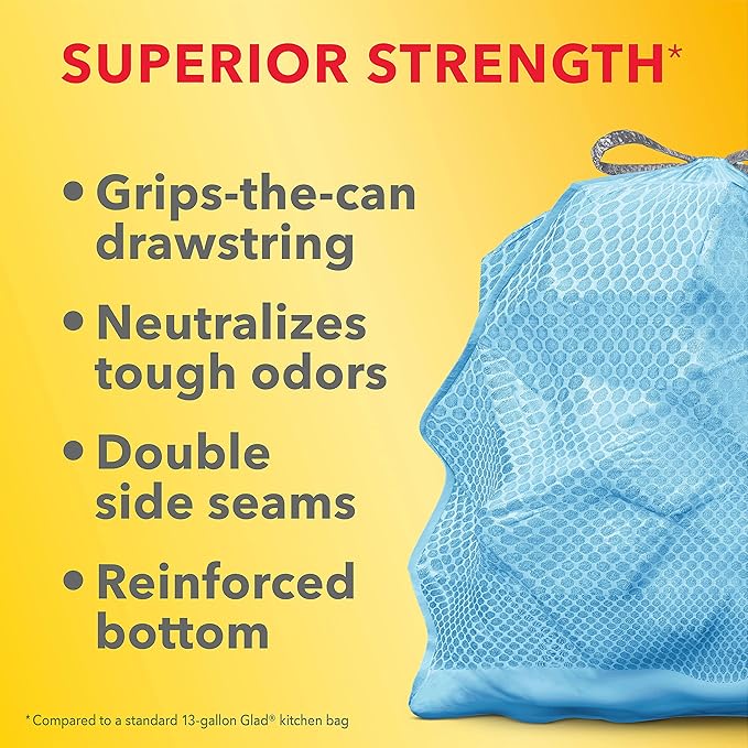 Glad Tall Kitchen Trash Bags 13 Gallon, MaxStrength Beachside Breeze Garbage Bags, Odorshield with Drawstring, 34 Count - Image 6