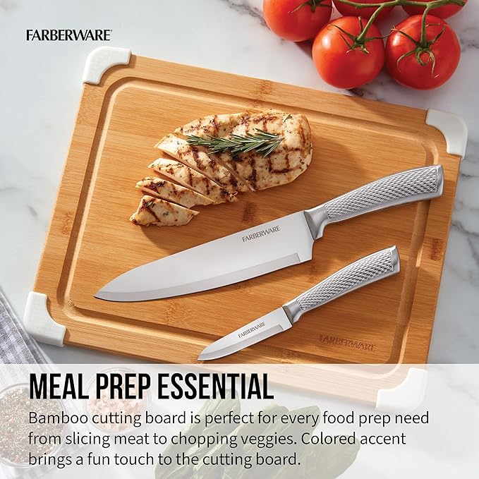 Farberware Nonslip Bamboo Cutting Board with Juice Groove,11x14 Inch,White,(Pack of 6) - Image 7