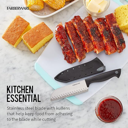 Farberware Edgekeeper 5-Inch Santoku Knife with Self-Sharpening Blade Cover, High Carbon-Stainless Steel Kitchen Knife with Ergonomic Handle, Razor-Sharp Knife, Black - Image 6