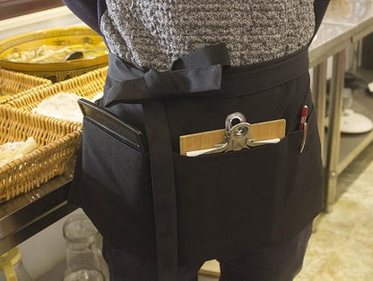 Resist water 3 big Pockets Waist Server Apron Kitchen Restaurant Unisex Half Aprons - Image 4