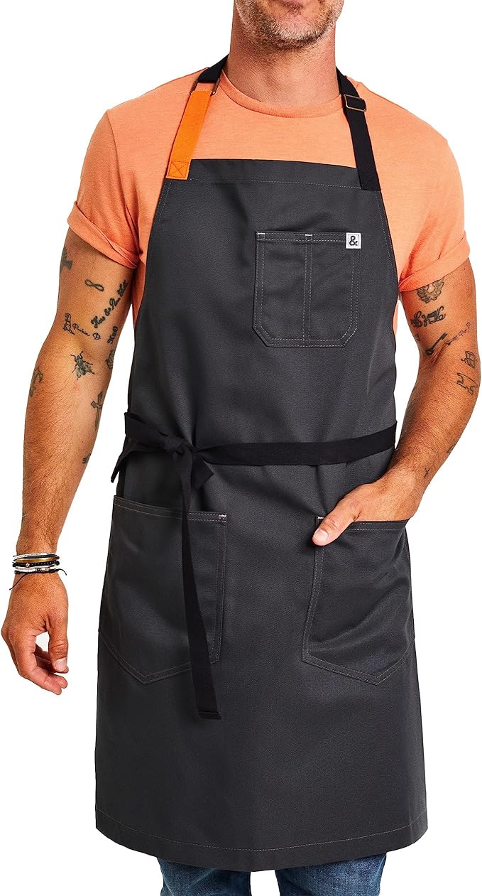 hedley & bennett Essential Apron - Professional Chef Apron with Pockets & Adjustable Bib Strap for Cooking & Grilling