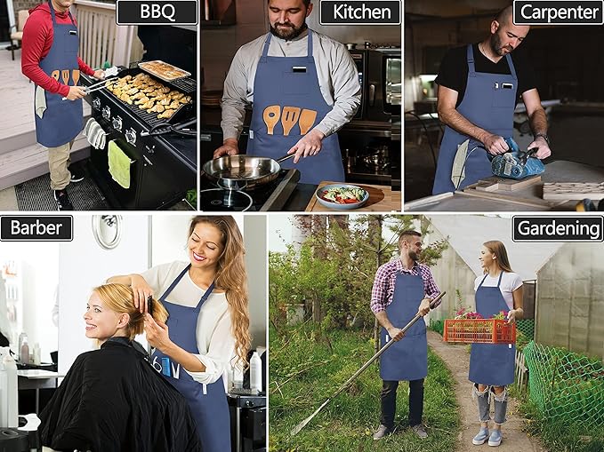RUVANTI Aprons for Men, Women with Pockets Cotton Enrich Durable Large XXL size for Kitchen, Workshop, BBQ, Chef Apron