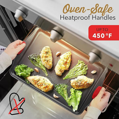 Baking Pan Set, 15 Piece Premium Baking Set, Nonstick Bakeware Sets BPA Free, Cookie Sheets for Baking Nonstick Set, Steel Baking Sheets for Oven with Muffin Pan, Cake Pan & Black Kitchen Utensils - Image 3