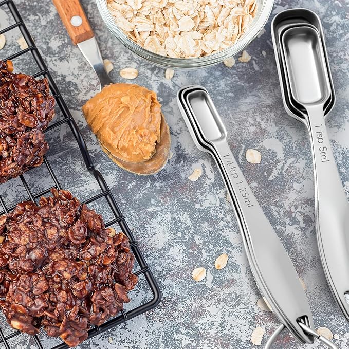 FANGSUN Stainless Steel Narrow Measuring Spoons, Metal Measuring Spoons with Long Handle and Engraved Measurements Set of 6, For Dry or Liquid, Fits in Spice Jar - Image 2