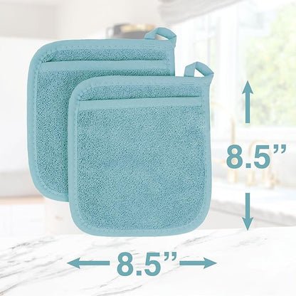 RITZ Terry Pocket Mitt & Hot Pad: Unparalleled Heat Resistant, Durable 100% Cotton – Ergonomically Designed for Optimal Grip – Easy-Care Machine Washable – 2-Pack, Dew - Image 9