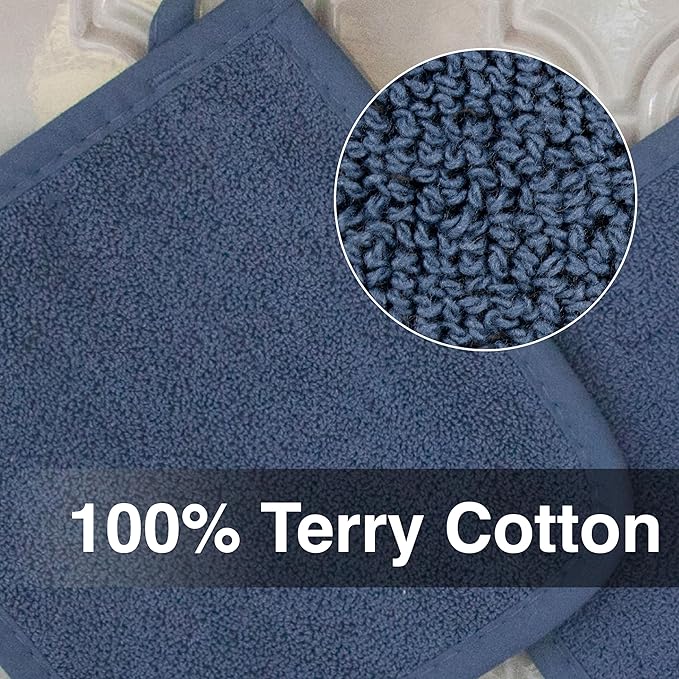 RITZ Terry Potholder & Hot Pad: Unparalleled Heat Resistant, Durable 100% Cotton – Ergonomically Designed for Optimal Grip – Easy-Care Machine Washable – 2-Pack, Federal Blue - Image 2