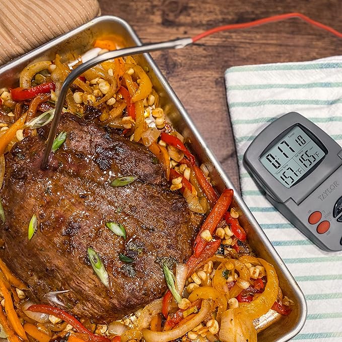 Taylor Programmable with Timer Instant Read Wired Probe Digital, Meat, Food, Grill BBQ Cooking Kitchen Thermometer with Timer, Gray - Image 4