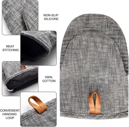 4Pcs Heat Resistant Oven Mitts & Potholders (Up to 500°F), Flexible Kitchen Accessories for BBQ, Baking, Microwave, Stovetop Use and More (Gray) - Image 4