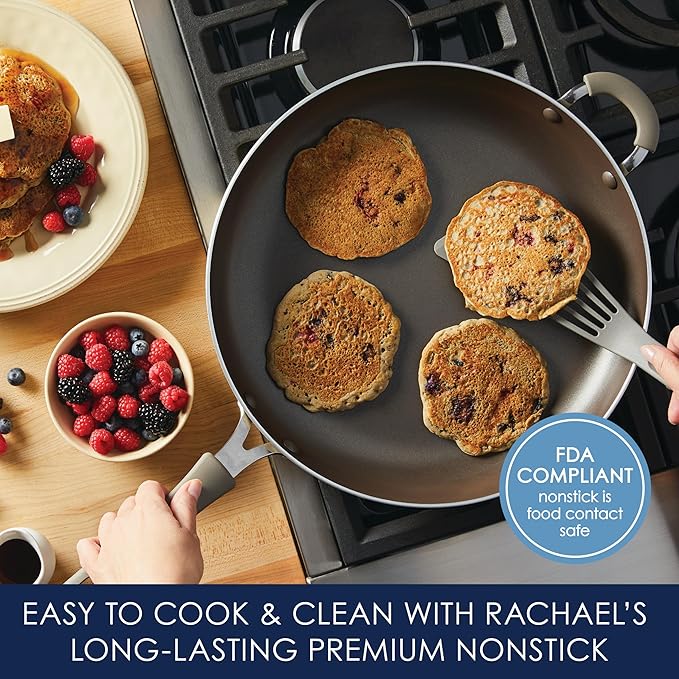 Rachael Ray Cook + Create Nonstick Frying Pan/Skillet with Helper Handle, 14 Inch - Almond - Image 3