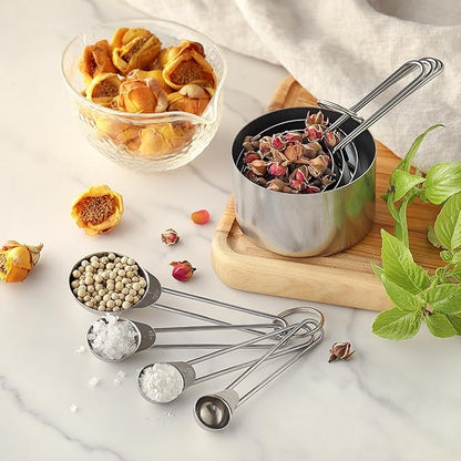 8PCS Measuring Cups, OHOLA Stainless Steel Measuring Cups and Spoons Set, Great for Cooking and Baking - Image 8