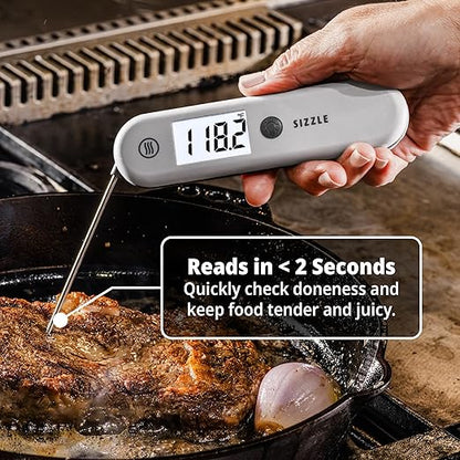 ThermoWorks Sizzle Digital Meat Thermometer – Instant Read in 2 Seconds, Waterproof, Folding Probe with Magnetic Back, Auto-Rotating Backlit Display, for Cooking Food, Grill & BBQ - Nautical Blue - Image 4