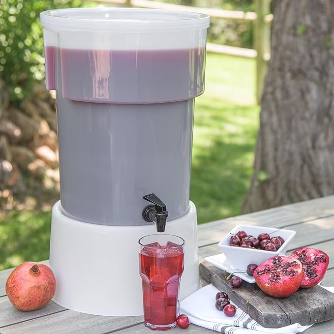 Carlisle FoodService Products Round Beverage Dispenser Drink Dispenser with Spigot for Catering, Plastic, 5 Gallons, White - Image 5
