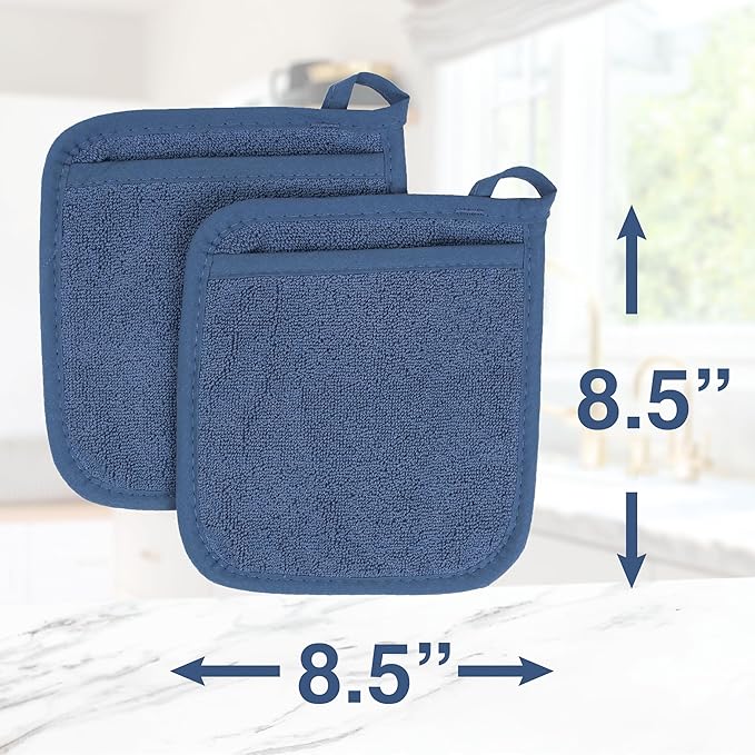 RITZ Terry Pocket Mitt & Hot Pad: Unparalleled Heat Resistant, Durable 100% Cotton – Ergonomically Designed for Optimal Grip – Easy-Care Machine Washable – 2-Pack, Federal Blue - Image 7