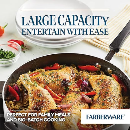 Farberware Cookstart DiamondMax Nonstick Jumbo Cooker with Lid and Helper Handle, Dishwasher Safe, 6 Quart - Silver - Image 4