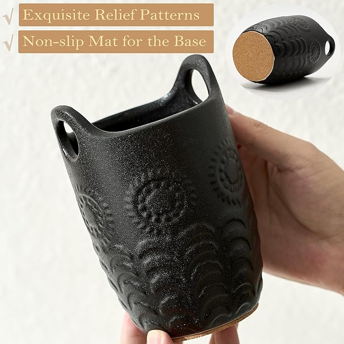 5.75“ (H) Utensil Holder for Kitchen Counter, Cute Nordic Minimalist Style Cooking Utensil Holder and Crock Home Kitchen Decor, Ceramic Utensil Organizer for All kinds Spoon, Knife, Fork