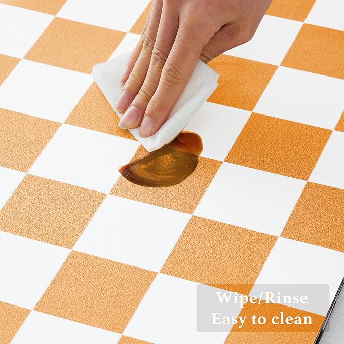 Ohocut Checkered Dish Drying Mat for Kitchen Counter, Coffee Bar Station Accessories, Retro Cute Fall Aesthetic Modern Absorbent Drainer Mat Kitchen Drying Mat Easy Clean, Orange 12" x 19" - Image 5