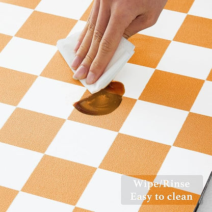 Ohocut Checkered Dish Drying Mat for Kitchen Counter, Coffee Bar Station Accessories, Retro Cute Fall Aesthetic Modern Absorbent Drainer Mat Kitchen Drying Mat Easy Clean, Orange 12" x 19" - Image 5