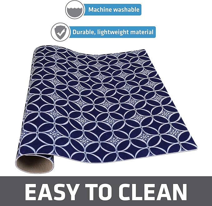 Drymate Jumbo XL Dish Drying Mat (19”x24”), Low-Profile, Super Absorbent, Quick Dry Fabric, Waterproof & Slip-Resistant, for Kitchen Counter, Trimmable, Easy to Clean (USA Made)(Indigo) - Image 6
