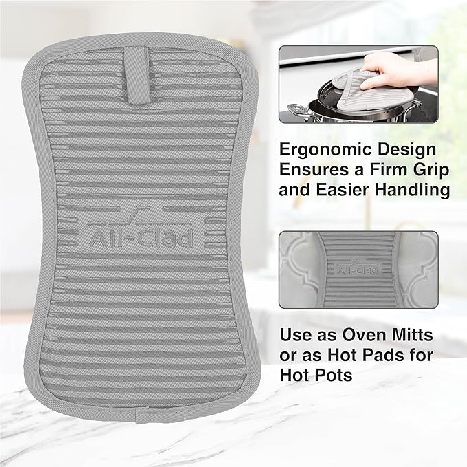 All-Clad Premium Pot Holder & Hot Pad: Heat Resistant to 500 Degrees - 100% Cotton, 10"x6.25" Hot Pad for Kitchen and Barbeque, (1-Pack), Titanium - Image 3