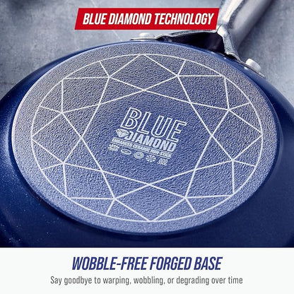 Blue Diamond Ceramic Nonstick 14" Frying Pan Skillet, PFAS-Free Cookware, Jumbo Cooker with Helper Handle, For Large & Family Sized Meals, Dishwasher & Oven Safe, Blue - Image 7