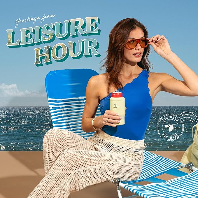 Reduce 4-in-1 Drink Cooler - Versatile Can & Bottle Holder with Vacuum Insulation - Keeps Drinks Cold Up to 4 Hours - Includes Bottle Opener - Fits Cupholders & Dishwasher Safe - 14oz - Saltwater