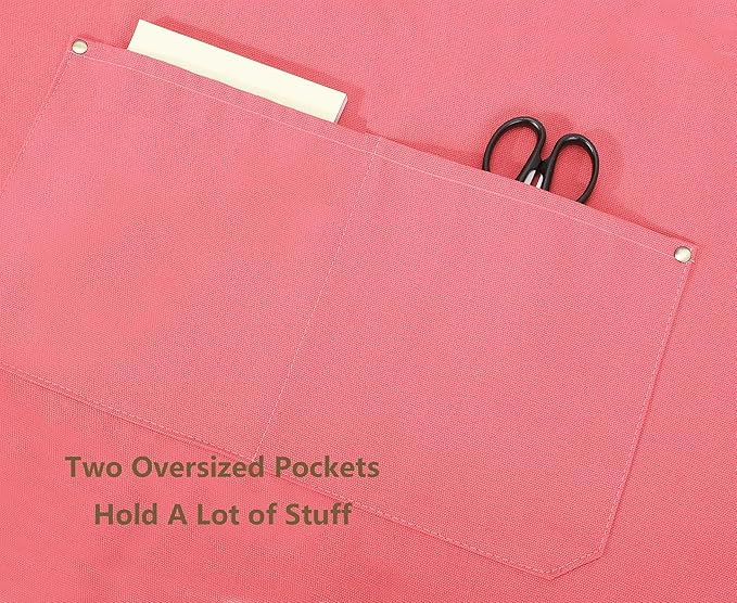 AFUN Chef Aprons for Women Men with Oversized Pockets, 12-Ounce Cotton Canvas Cross Back Water Repellent Apron (Pink) - Image 8