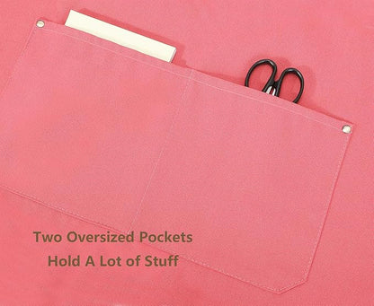 AFUN Chef Aprons for Women Men with Oversized Pockets, 12-Ounce Cotton Canvas Cross Back Water Repellent Apron (Pink) - Image 8