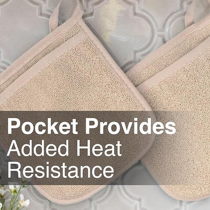 RITZ Terry Pocket Mitt & Hot Pad: Unparalleled Heat Resistant, Durable 100% Cotton – Ergonomically Designed for Optimal Grip – Easy-Care Machine Washable – 2-Pack, Latte - Image 7