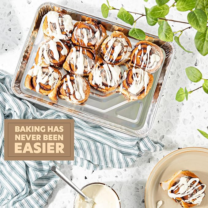 PLASTICPRO Aluminum Pans 5 Pack Disposable Cookie Sheets 9'' x 13'' Baking Pans Premium Quality Heavy Duty Cookie Sheet Pans - Image 2