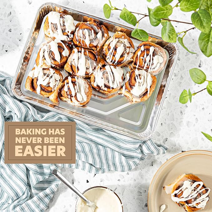PLASTICPRO Aluminum Pans 10 Pack Disposable Cookie Sheets 9'' x 13'' Baking Pans Premium Quality Heavy Duty Sheet Pans - Image 4