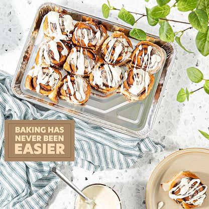 PLASTICPRO Aluminum Pans 10 Pack Disposable Cookie Sheets 9'' x 13'' Baking Pans Premium Quality Heavy Duty Sheet Pans - Image 4