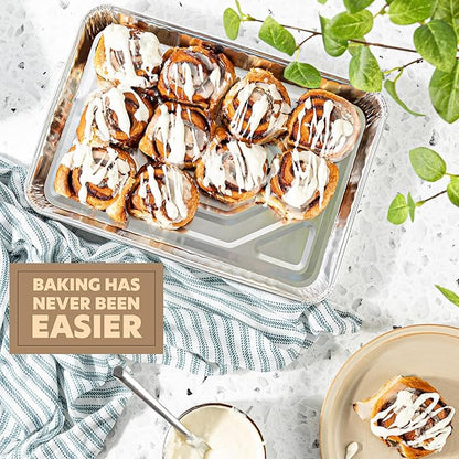 PLASTICPRO Aluminum Pans 100 Pack Disposable Cookie Sheets 9'' x 13'' Baking Pans Premium Quality Heavy Duty Sheet Pans - Image 2