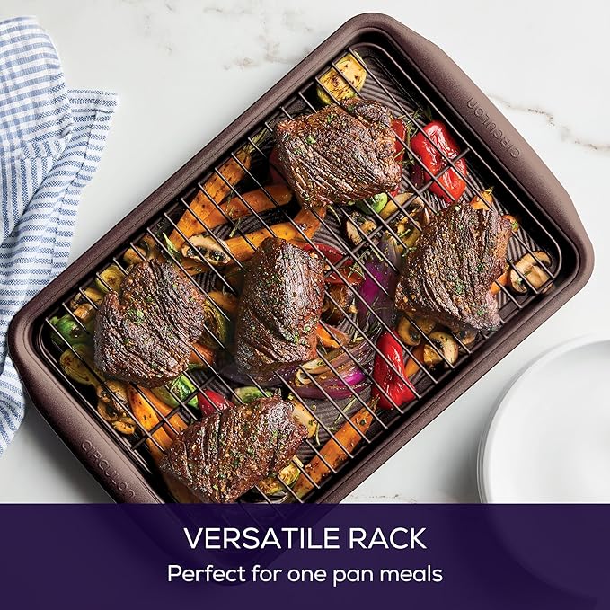 Circulon Nonstick Bakeware Set with Nonstick Cookie Sheet / Baking Sheet and Cooling Rack - 2 Piece, Chocolate Brown - Image 5