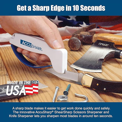AccuSharp Hand-Held Carbide Blade Sharpener & ShearSharp Scissor Sharpener, Restores and Hones Straight & Serrated Knives, Revives the Edge of General Purpose Scissors - Image 4