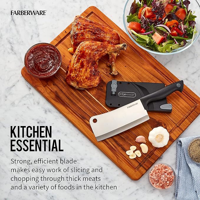 Farberware Edgekeeper 6-Inch Cleaver Knife with Self-Sharpening Blade Cover, High Carbon-Stainless Steel Kitchen Knife with Ergonomic Handle, Razor-Sharp Knife, Black - Image 5