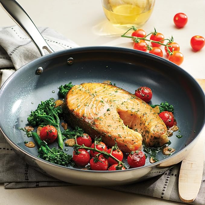 Tramontina Signature 12-Inch Tri-Ply Clad Stainless Steel Large Frying Pan with Ceramic Non Stick Interior, Induction-Ready Nonstick Skillet, Oven-Safe, Made in Brazil - Image 2
