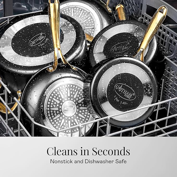 Gotham Steel 15 Pc Ceramic Cookware Set Nonstick, Ceramic Pots and Pans Set Non Stick with Steamer & Cooking Utensils, Non Toxic PFOA PFOS Free, Premium Stay Cool Handles, Oven & Dishwasher Safe - Image 4