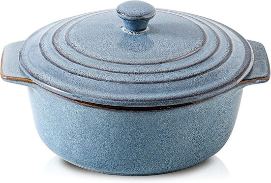 HVH Ceramic Casserole Dish with Lid Oven Safe, 2 Quart Round Casseroles Dish Set, 9 Inches Round Baking Dish with Lid Oven Safe, Deep Casserole Dishes for Oven with Lids for Dinner Party (Wabi sabi) by HVH