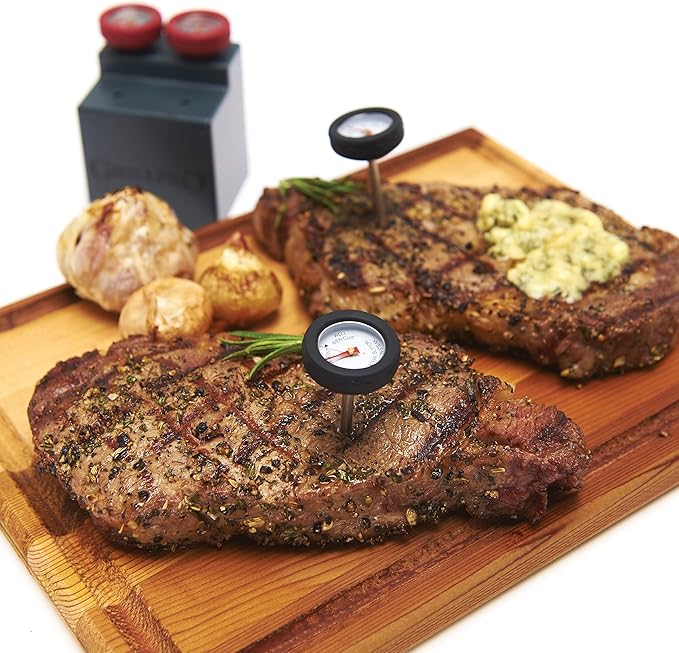 GrillPro 11381 4-Piece Min Meat Thermometers with Bezel , Black